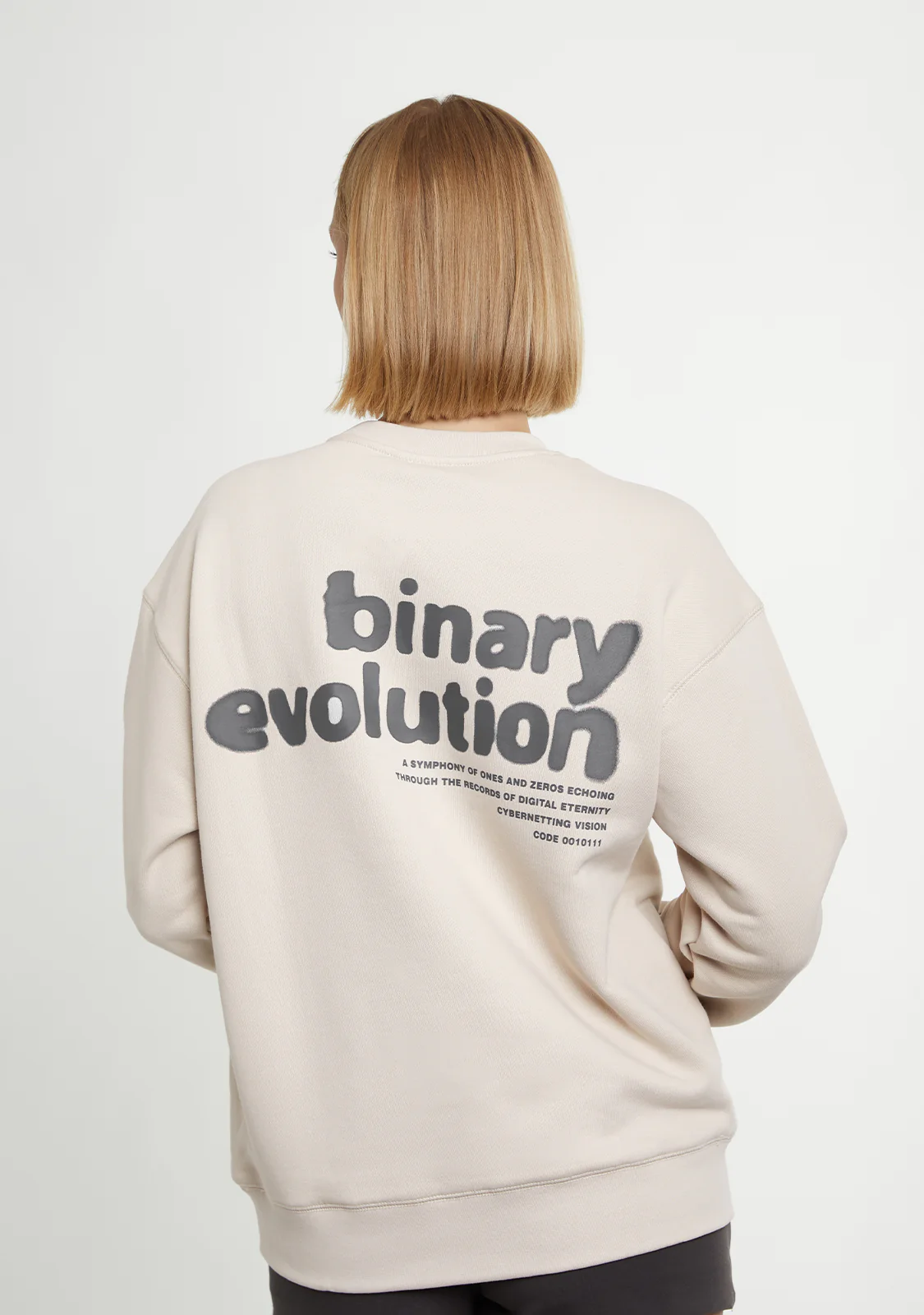 Crewneck Binary Oversize Sweatshirt Grey - Image 5