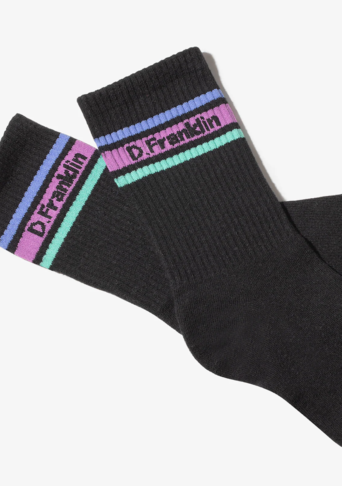 DF 3 Stripes Socks 2 Pack Pastel Black-White - Image 2