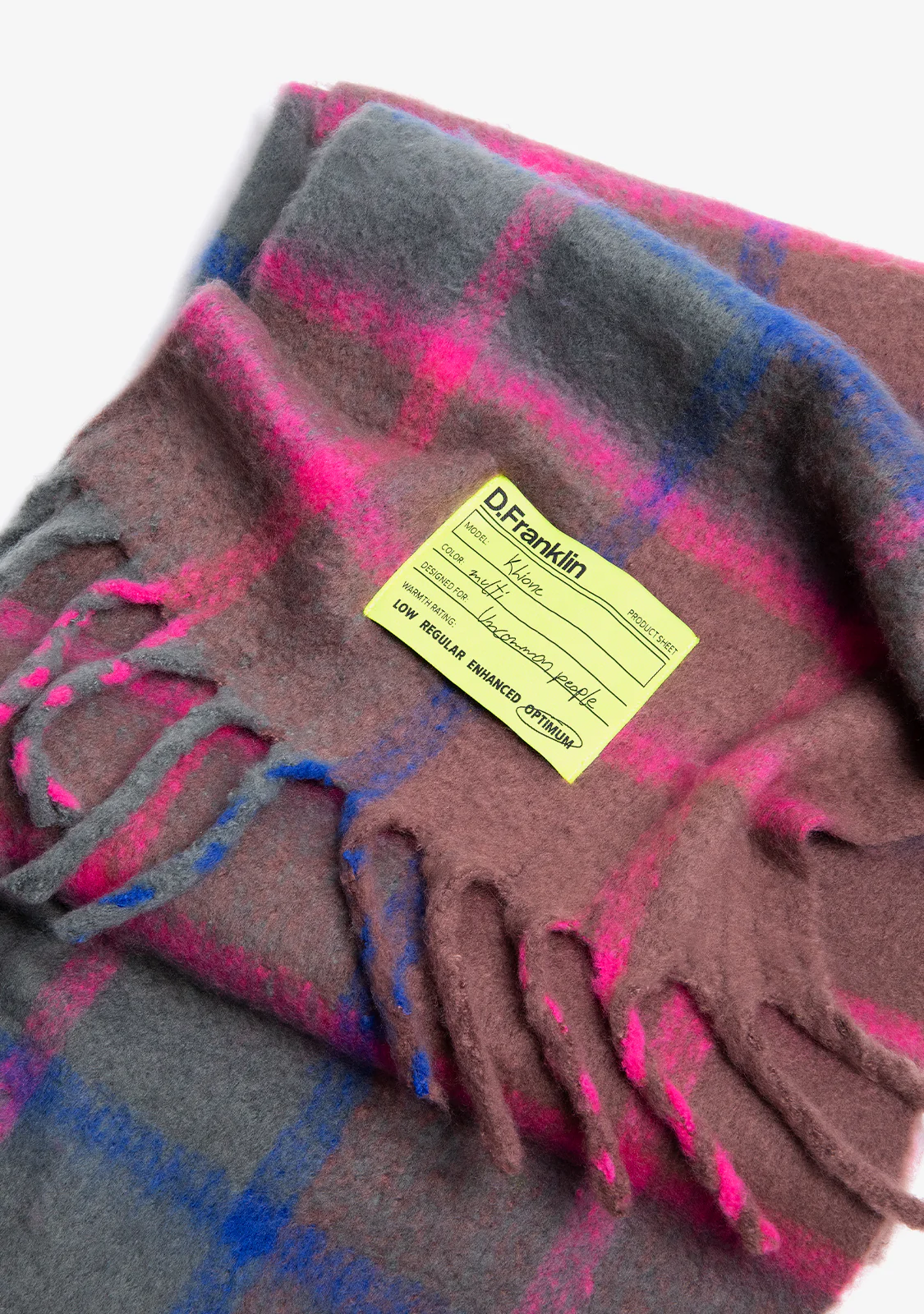 Nordic Bomb Plaid Scarf Grey / Pink - Image 3