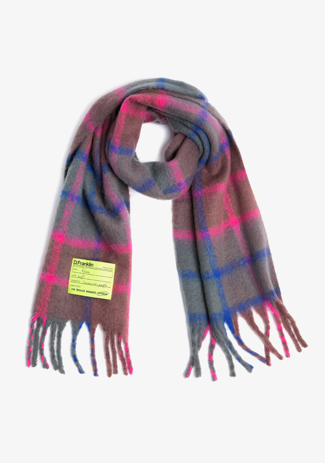 Nordic Bomb Plaid Scarf Grey / Pink - Image 4