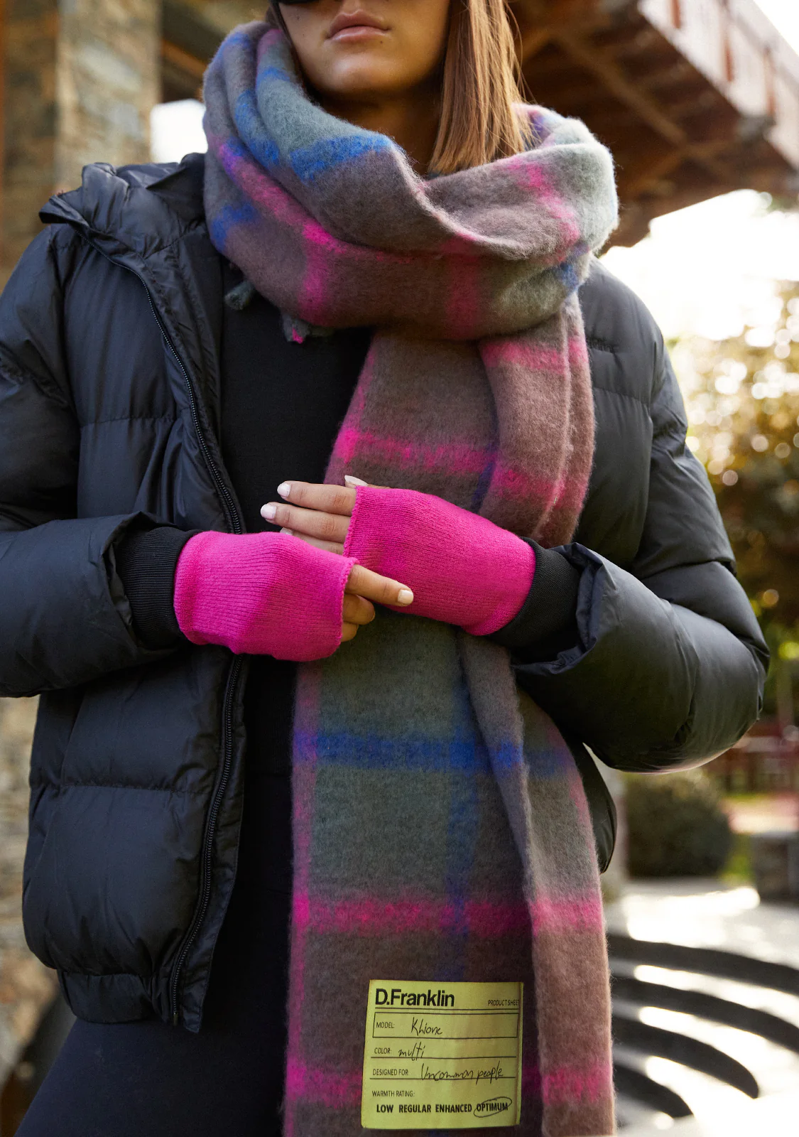 Nordic Bomb Plaid Scarf Grey / Pink - Image 5